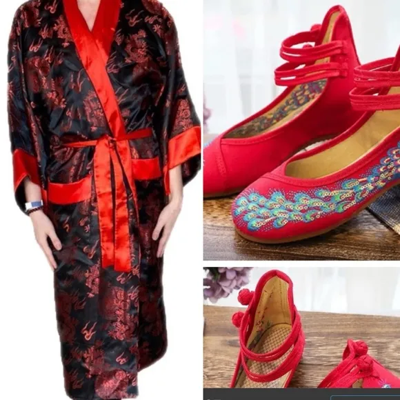 Hand Made a silk Gorgeous Kimono women 75% silk size M/L only.