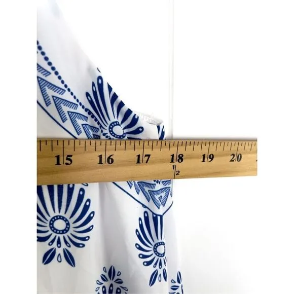 Hatley Trapeze Dress In Navy and White Pattern Bow Back Summer Party Size S