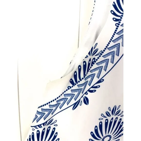 Hatley Trapeze Dress In Navy and White Pattern Bow Back Summer Party Size S