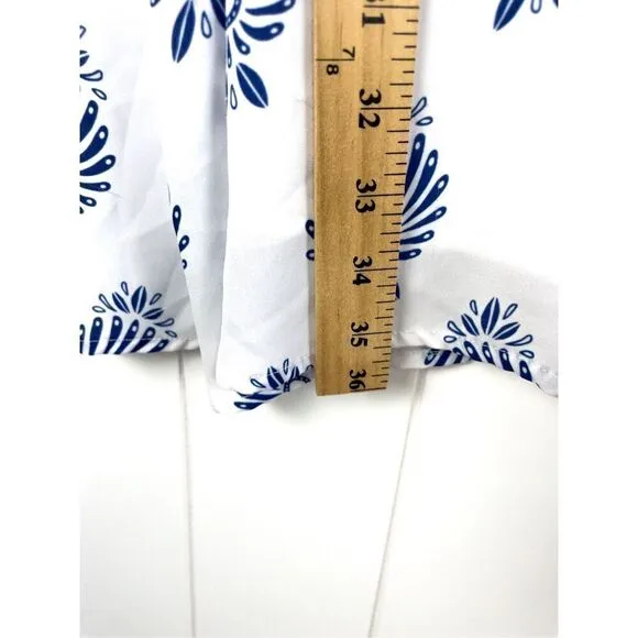Hatley Trapeze Dress In Navy and White Pattern Bow Back Summer Party Size S
