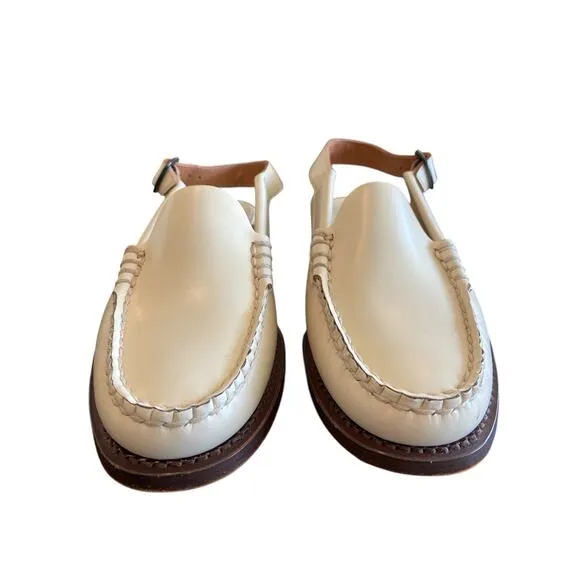 Hereu Raiguer Slingback Loafer Shoes Leather Quiet Luxury Classic Custard Sz 5.5