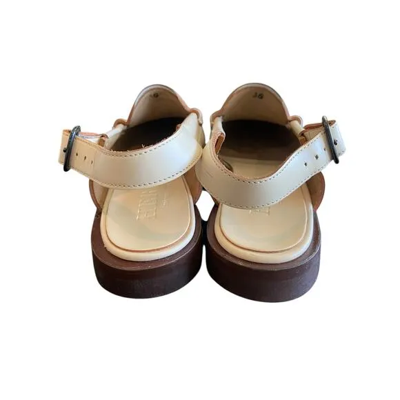 Hereu Raiguer Slingback Loafer Shoes Leather Quiet Luxury Classic Custard Sz 5.5