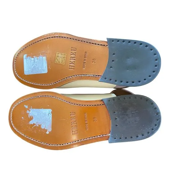 Hereu Raiguer Slingback Loafer Shoes Leather Quiet Luxury Classic Custard Sz 5.5
