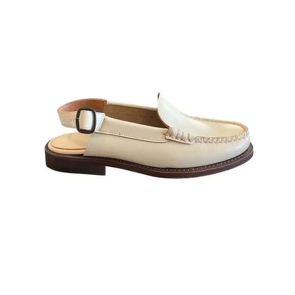 Hereu Raiguer Slingback Loafer Shoes Leather Quiet Luxury Classic Custard Sz 5.5