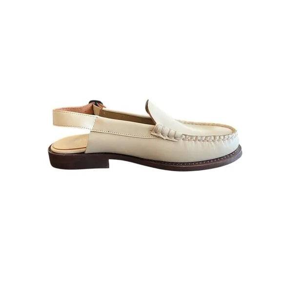 Hereu Raiguer Slingback Loafer Shoes Leather Quiet Luxury Classic Custard Sz 5.5