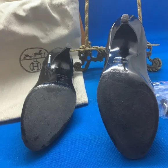 Hermès GROUPIE Black PATENT LEATHER PUMPS   PUMP HERMES SHOES 👠 size 35