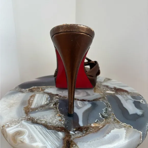 Hi Tina Christian Louboutin Women's Bronze Leather Tie Up Heels