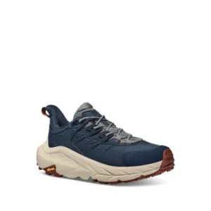 HOKA Mens Navy 1-1/2&quot; Platform Hiking Debossed Kaha 2 Wedge Sneakers Shoes 7