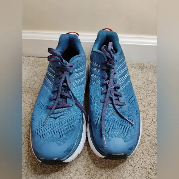 Hoka One One Clifton 6 Men Size 9 Blue and Red Running Shoes