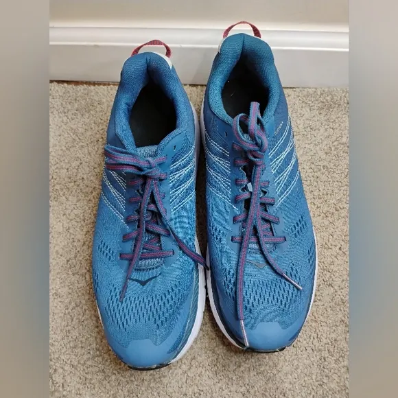 Hoka One One Clifton 6 Men Size 9 Blue and Red Running Shoes