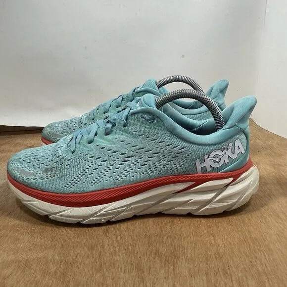 Hoka One One Clifton 8 Women Size 9 Blue Running Shoes Sneakers