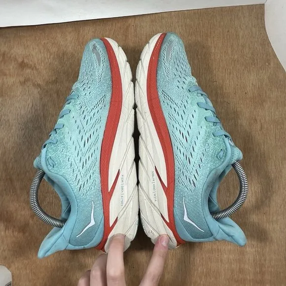 Hoka One One Clifton 8 Women Size 9 Blue Running Shoes Sneakers