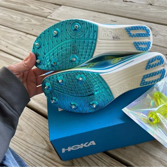 Hoka One One U Cielo FlyX Track Spike Shoes running pole vault NEW NIB 8.5 7