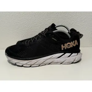 Hoka One One Women Clifton 6 Running Shoes Sz 10.5 Black Sneakers 1102873 BGRL