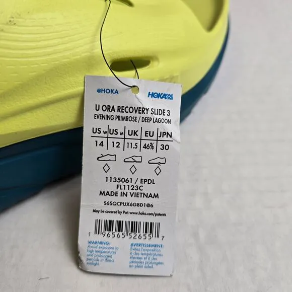 Hoka Ora Recovery Slide 3 Unisex Size M12/W14 Evening Primrose Deep Lagoon