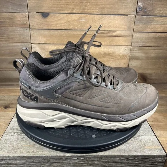 HOKA ONE ONE Challenger Mens Size 9 Low GTX Gore-Tex Brown Leather Hiking Shoes