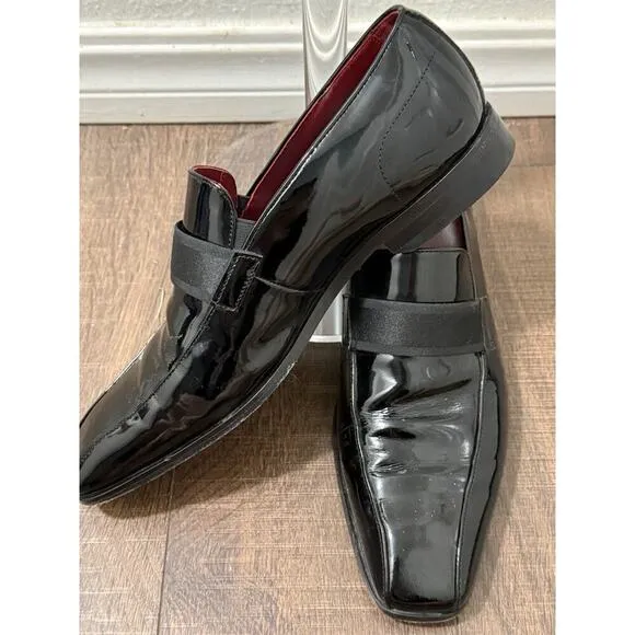 Hugo Boss Mellion Black Patent Leather Tuxedo Shoes Mens US 9.5 Formal