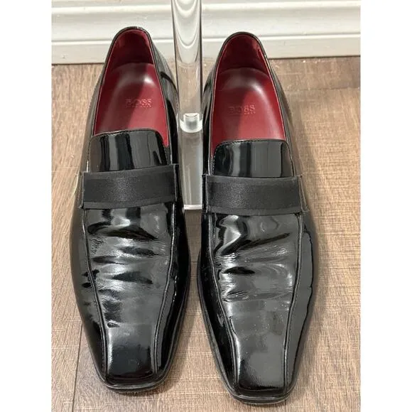 Hugo Boss Mellion Black Patent Leather Tuxedo Shoes Mens US 9.5 Formal