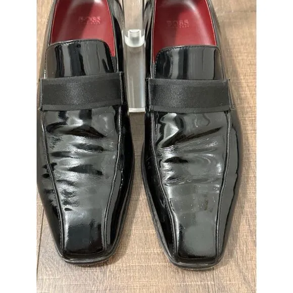 Hugo Boss Mellion Black Patent Leather Tuxedo Shoes Mens US 9.5 Formal