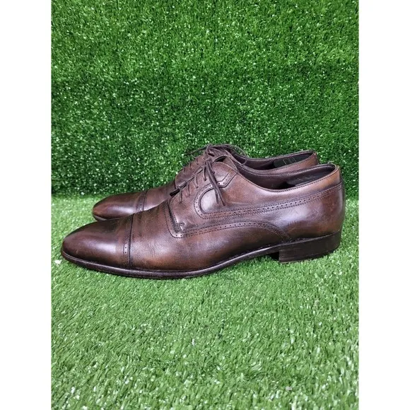 HUGO BOSS Selection Brown Leather Cap‎ Toe Dress Shoes Mens Size US 10 Italy