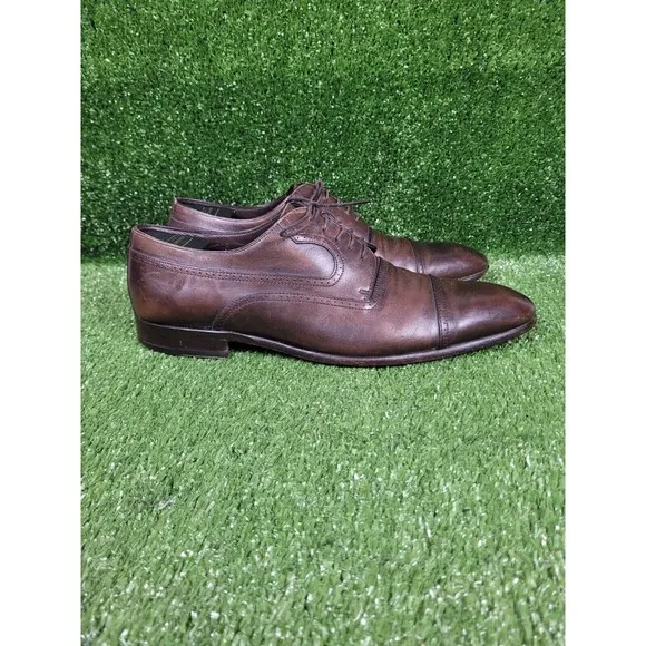 HUGO BOSS Selection Brown Leather Cap‎ Toe Dress Shoes Mens Size US 10 Italy