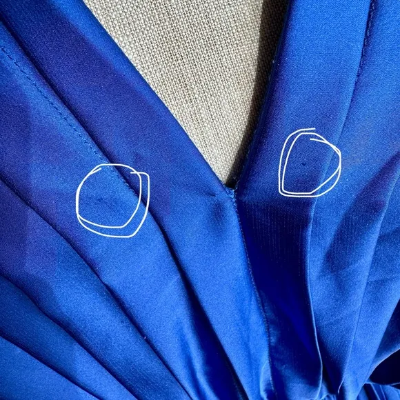 Hutch Cobalt Blue Pleated Gown Cocktail Satin Maxi Dress Flowy Drape Wedding XS