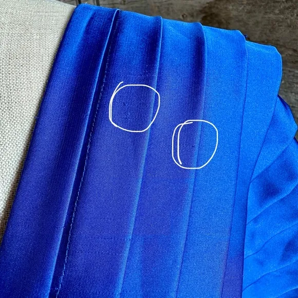 Hutch Cobalt Blue Pleated Gown Cocktail Satin Maxi Dress Flowy Drape Wedding XS