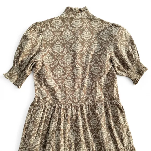 HYACINTH HOUSE Moss Printed Ruffle Collar Bennett Maxi Button Front Dress Sz XS