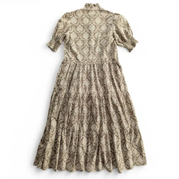 HYACINTH HOUSE Moss Printed Ruffle Collar Bennett Maxi Button Front Dress Sz XS