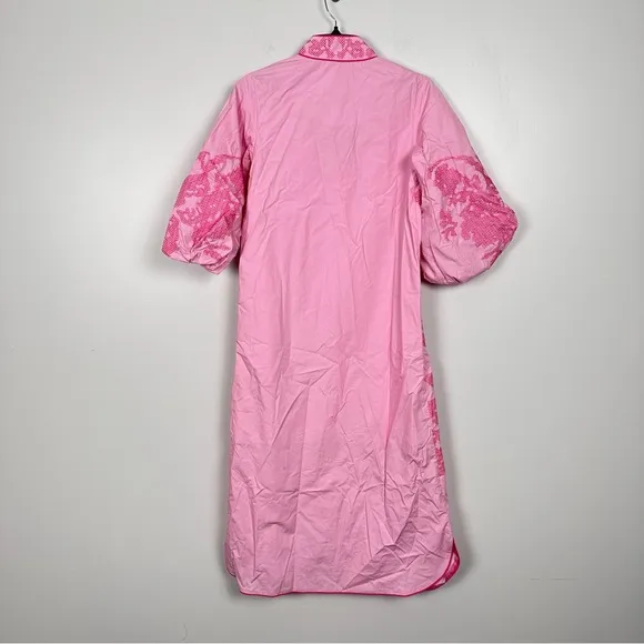 HYACINTH HOUSE Pink Embroidery Arem Caftan