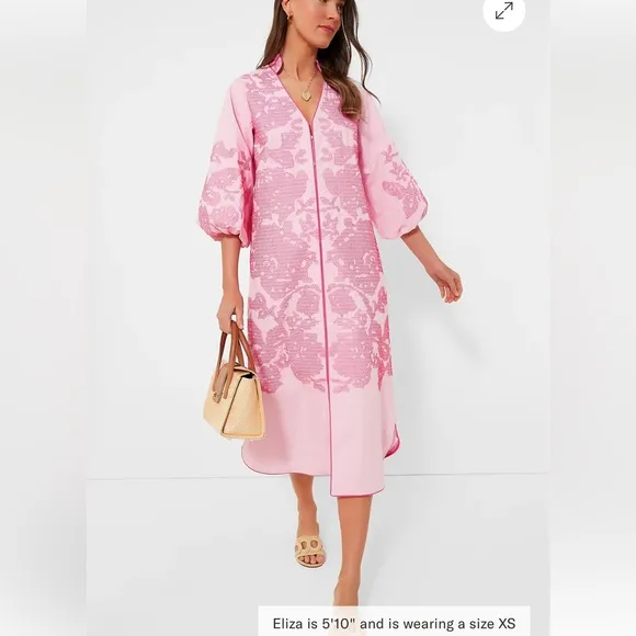 HYACINTH HOUSE Pink Embroidery Arem Caftan