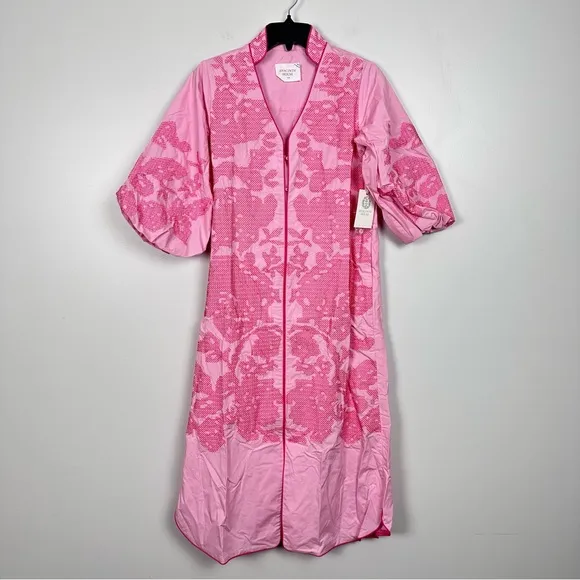 HYACINTH HOUSE Pink Embroidery Arem Caftan