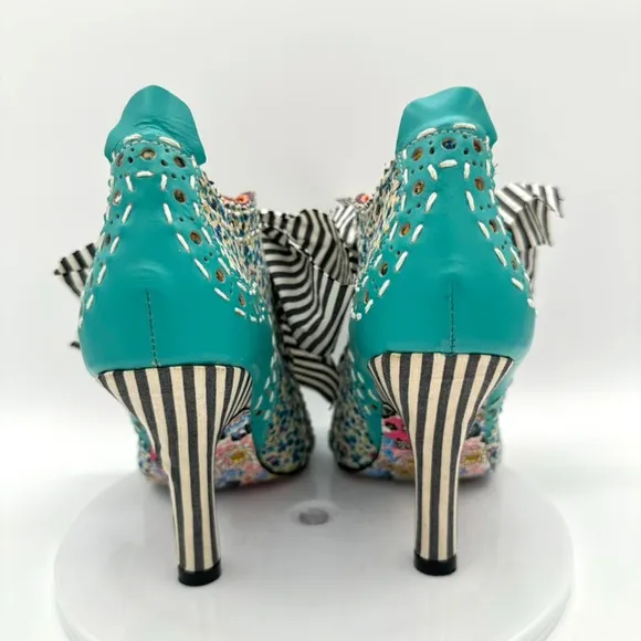 Irregular Choice Abigail's 3rd Party Boots Womens 38 Blue Cottage Floral Stripe
