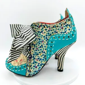 Irregular Choice Abigail's 3rd Party Boots Womens 38 Blue Cottage Floral Stripe