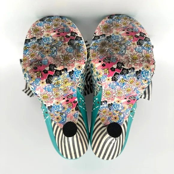 Irregular Choice Abigail's 3rd Party Boots Womens 38 Blue Cottage Floral Stripe
