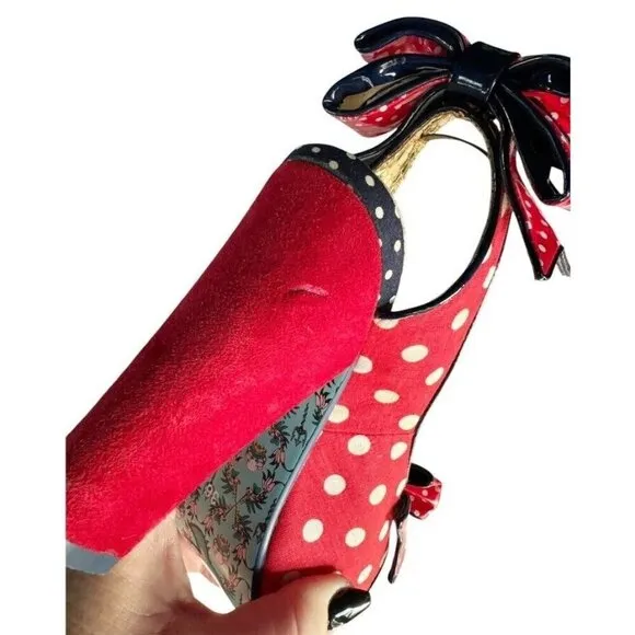 Irregular Choice Womens Sz 36 Red Polka Dot Slingback Aphrodite Heels Rockabilly
