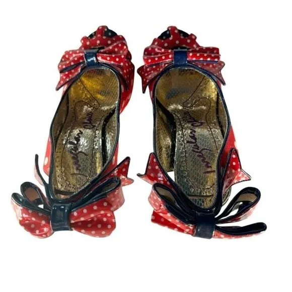 Irregular Choice Womens Sz 36 Red Polka Dot Slingback Aphrodite Heels Rockabilly
