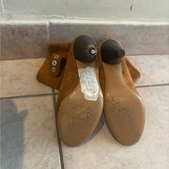 Isabel Marant Ankle Boots Lystal Cognac cowboy heels ankle shoes buckle booties