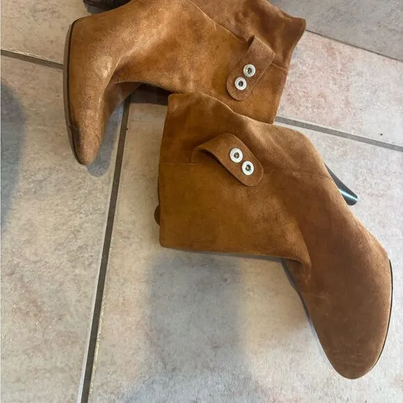 Isabel Marant Ankle Boots Lystal Cognac cowboy heels ankle shoes buckle booties