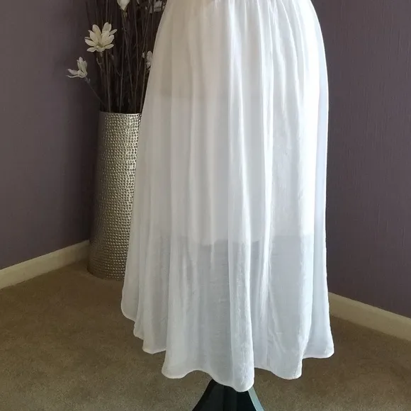 Iz Byer Bright White Strapless Hi Lo Dress with belt