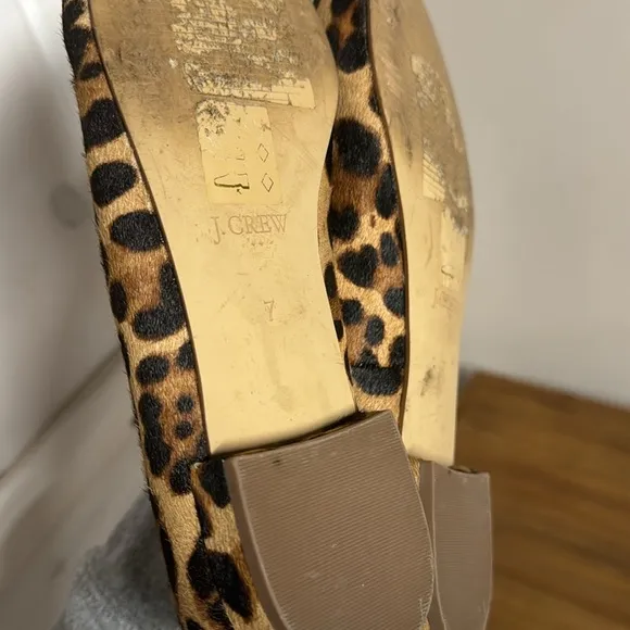 J. Crew Leopard Print Calf Hair Pointed Flats Size 7
