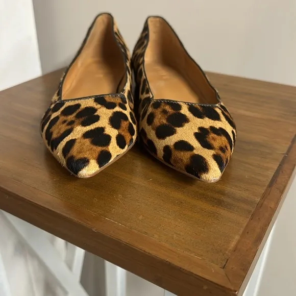 J. Crew Leopard Print Calf Hair Pointed Flats Size 7