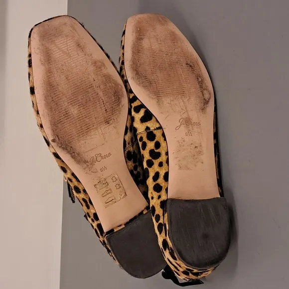 J. Crew Sally Calf Hair Leopard Print Ballet Flats Women's Shoes Size 8.5