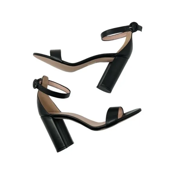 J. Crew Stella Block Heel Sandals Size 9.5 NWT Black Leather Made In Italy