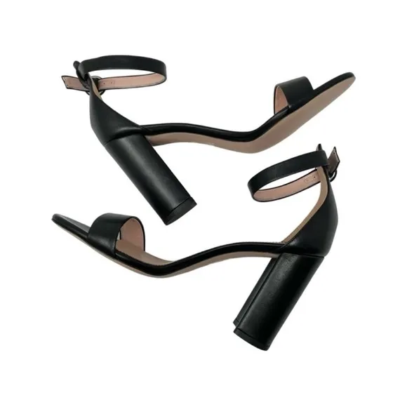 J. Crew Stella Block Heel Sandals Size 9.5 NWT Black Leather Made In Italy