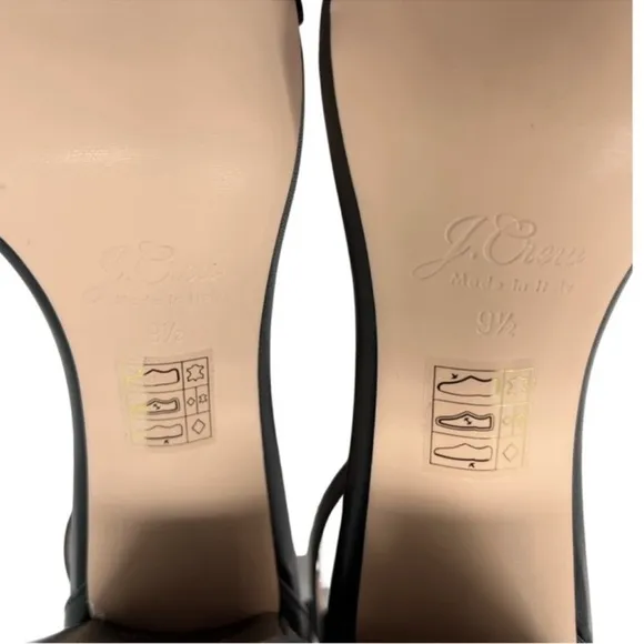 J. Crew Stella Block Heel Sandals Size 9.5 NWT Black Leather Made In Italy