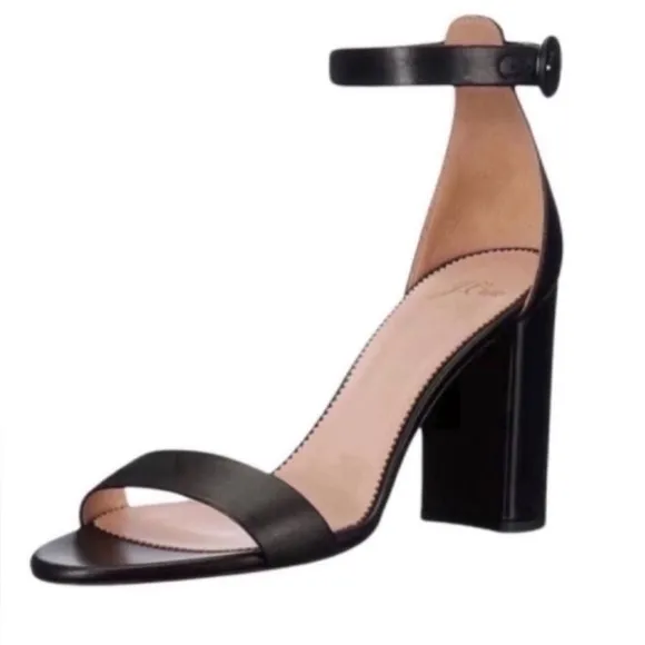J. Crew Stella Block Heel Sandals Size 9.5 NWT Black Leather Made In Italy