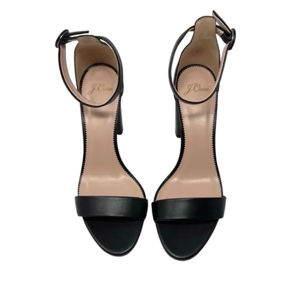 J. Crew Stella Block Heel Sandals Size 9.5 NWT Black Leather Made In Italy