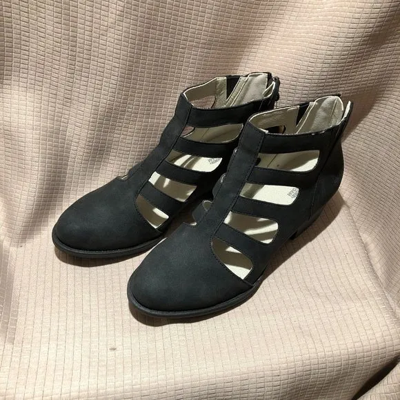 JBU Jambu women Blue Vegan Cut Out Ankle zip up Booties, 8.5