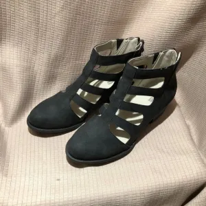 JBU Jambu women Blue Vegan Cut Out Ankle zip up Booties, 8.5